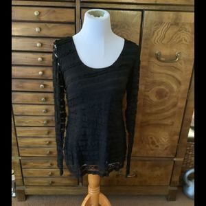 Women’s Black  Max Studio LS Lace Tunic